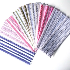 1 Vintage Borte selbstklebend Spitze zum Basteln Rosa-Rot-Töne