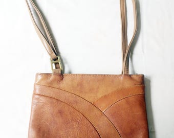 Vintage shoulder bag, 70s shoulder bag in brown