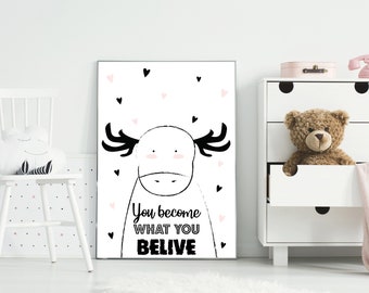 Nursery Animals Print, Nursery Wall Art, Printable Digital Download, Nursery Animal Portraits, Cute Nursery Decor