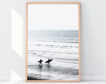 Coastal Beach Print, Ocean Waves, Calm Beach, Surfing Surf, Digital Image, Digital Poster Download, Minimalist Art Style Decor, Wall Gallery