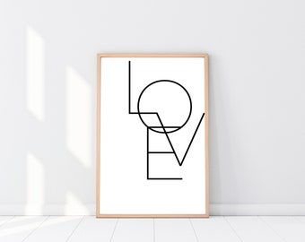 Love Print, Word Art, Typography Wall Art, Love Wall Print, Wall Words, Wall Art, Digital Image, Wall Gallery