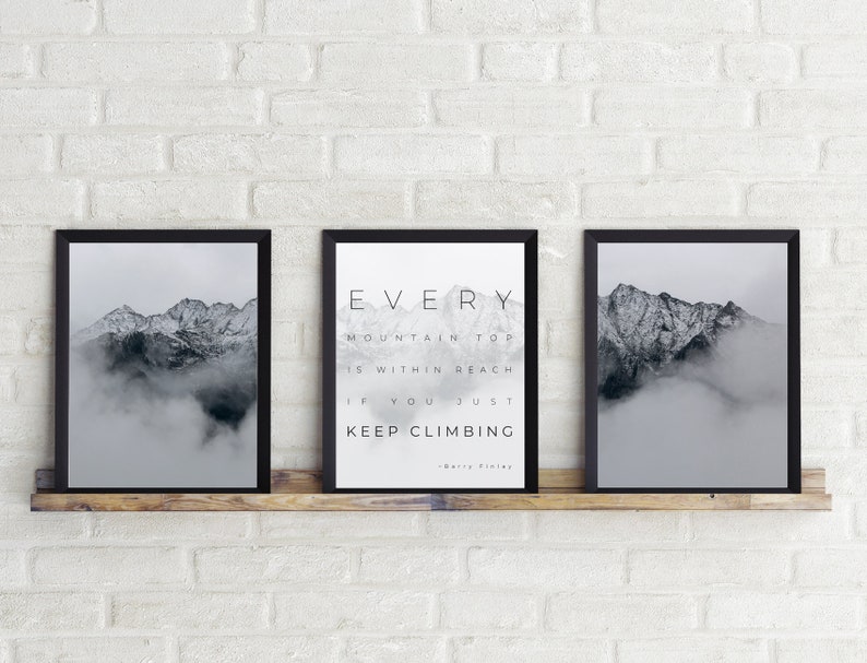 Ensemble de 3 estampes, Impression de montagne, paysage brumeux, impression dart scandinave, téléchargement daffiches numériques, décor de style minimaliste, design nordique image 4