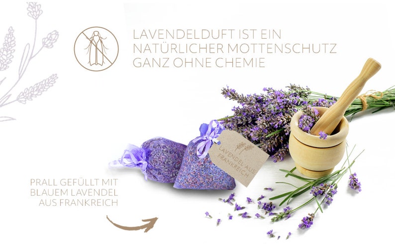 10 Lavendelsäckchen & 30 Zedernholzringe Mottenschutz gegen Kleidermotten im Kleiderschrank Bild 6