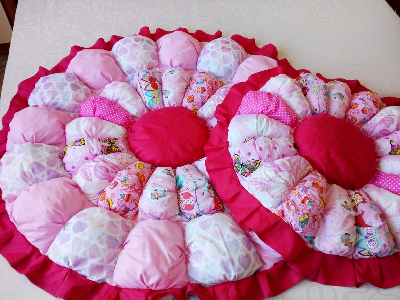 Round baby play mat Set Puff quilts Padded play mat for baby Etsy
