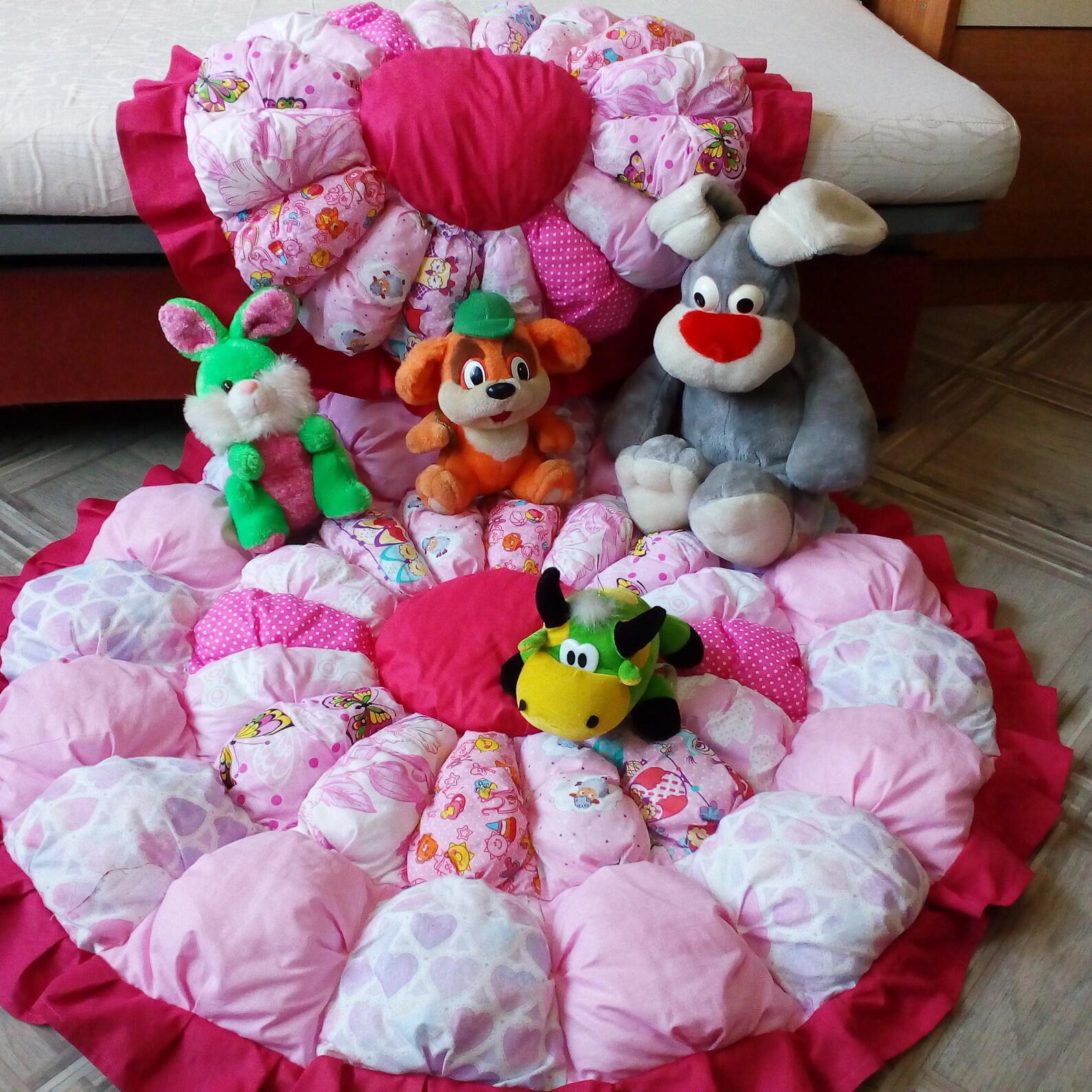 Round baby play mat Set Puff quilts Padded play mat for baby Etsy