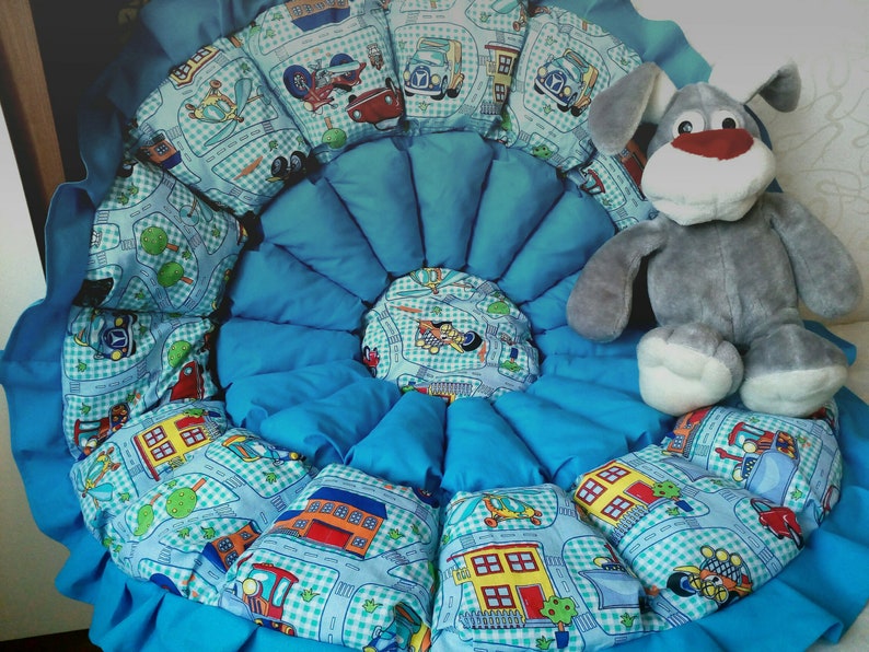 Padded play mat for baby Puff quilt Round baby play mat Baby Etsy