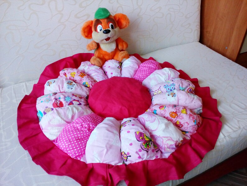 Round baby play mat Set Puff quilts Padded play mat for baby Etsy