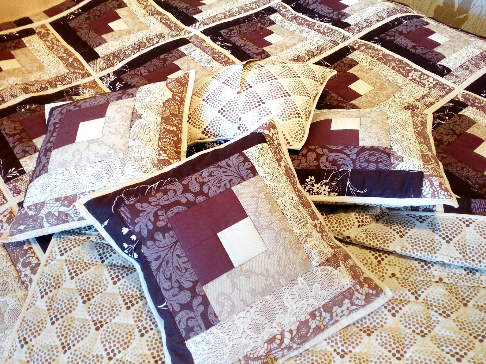 Patchwork quilt for sale Set Handmade quilt Handmade blanket Etsy