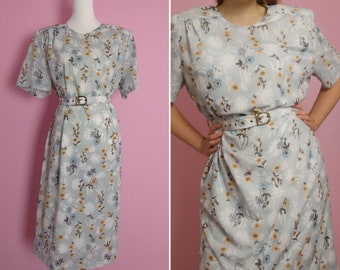 grey dress with white flowers