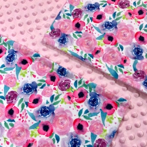 Personalized Baby Girl Blanket, Embroidered Minky Baby Blanket, Floral Baby Blanket