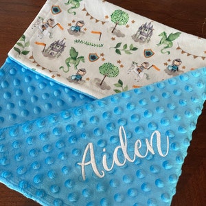 Knight Fairy Tale Baby Blanket, Personalized Minky Baby Blanket, Custom Baby Boy Blanket