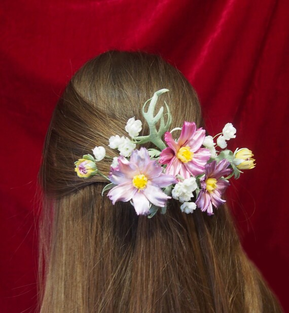 Bridal Headpiece Pale Pink Rustic Wedding French Barrette Fake Etsy