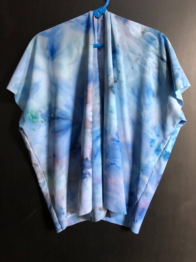 mini swim cover kimono in ocean one of a kind ice dyed toddler size rayon-spandex blend