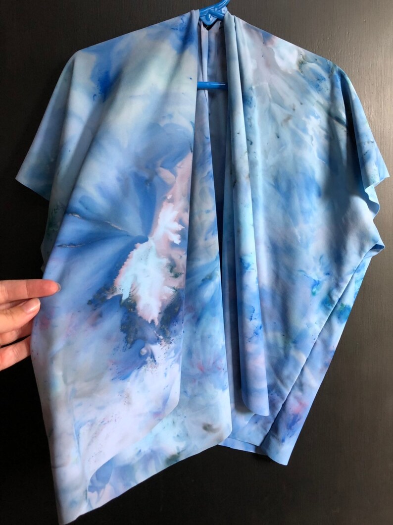 mini swim cover kimono in ocean one of a kind ice dyed toddler size rayon-spandex blend