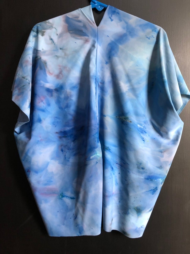 mini swim cover kimono in ocean one of a kind ice dyed toddler size rayon-spandex blend