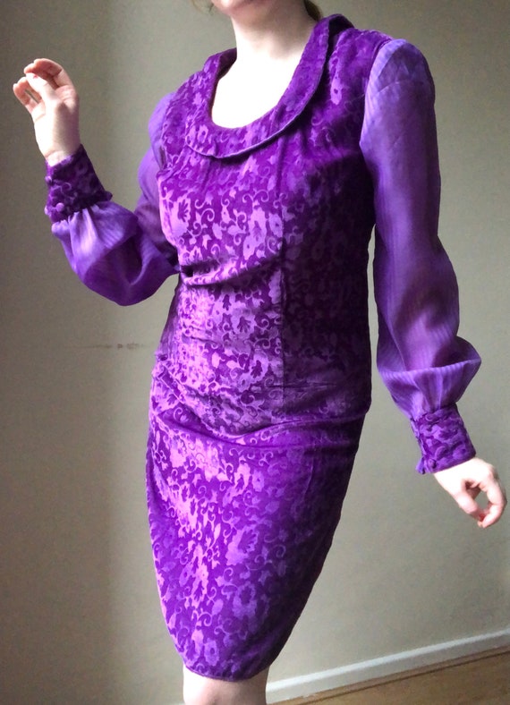 Vintage 1960s purple devore velvet shift dress