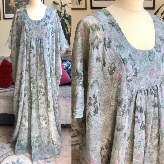 Vintage 1970s floral chiffon maxi dress by "Quad"