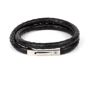 Natural Black Python Leather Bracelet / snake skin / Genuine Python / Snakeskin gift for her Luxury Unique and Exotic Style made in Europe