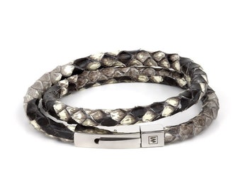 Natural Python Leather Bracelet "Python" / Natural snake skin / Genuine Python / Snakeskin Leather Bangle / Uniqueness and Exotic Style