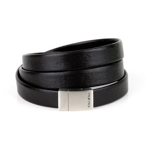 Leather Bracelet "Less Is More" / Wrap Leather Cuff / Black Elegance / Christmas Gift / Fashion Jewellery / Gift for her / Natural bild 3