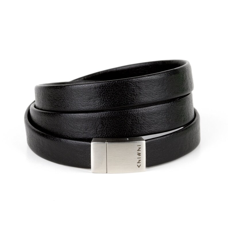 Leather Bracelet "Less Is More" / Wrap Leather Cuff / Black Elegance / Christmas Gift / Fashion Jewellery / Gift for her / Natural bild 3