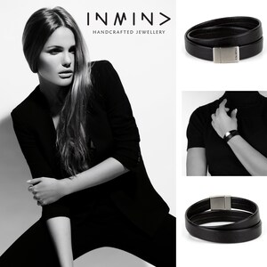 Leather Bracelet "Less Is More" / Wrap Leather Cuff / Black Elegance / Christmas Gift / Fashion Jewellery / Gift for her / Natural bild 9
