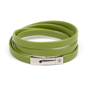Green Leather Bracelet "Pistachio" / Wrap Leather Cuff / Leather bracelet for women / Women Bracelet / Gift for her / Pistachio colour