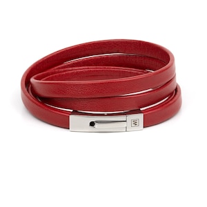 Leather Bracelet "Red Passion" / Wrap Leather Cuff / Passion and Drive / Christmas Gift /  Fashion Jewellery / Gift for her / Red Bracelet