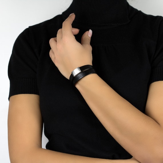 Leather Bracelet "Less Is More" / Wrap Leather Cuff / Black Elegance / Christmas Gift /  Fashion Jewellery / Gift for her / Natural