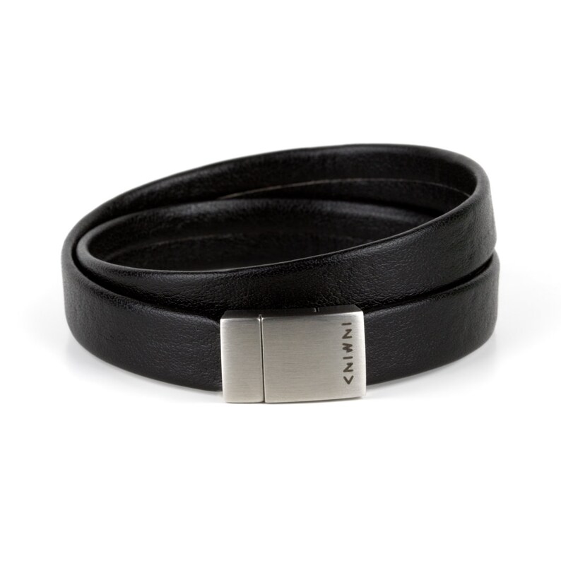 Leather Bracelet "Less Is More" / Wrap Leather Cuff / Black Elegance / Christmas Gift / Fashion Jewellery / Gift for her / Natural bild 5