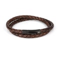 Mens Arcas Cognac Braided Leather Bracelet, Refinement and Sophistication, Double Wrap, Stainless Steel Clasp, Wristband, Gift for Him product logo