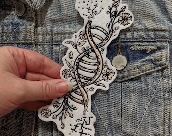 Desenho de bordado à máquina de DNA, desenho de bordado floral de DNA, arquivo de DNA floral, bordado científico, download instantâneo, design digital PES DST.