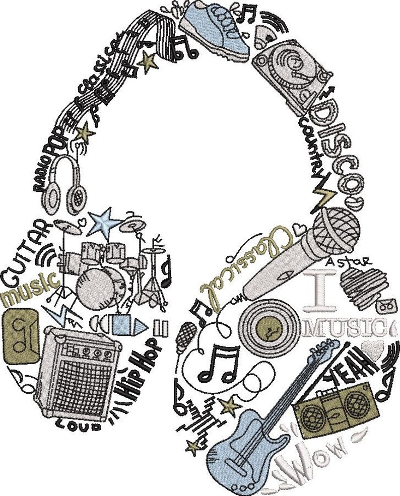 Headphone Embroidery Design