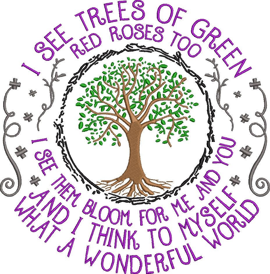 I See Tree of Green Machine Embroidery Song Trees Green Red Etsy