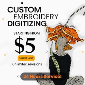 Custom Embroidery Digitizing Services, Logo Digitizing, Custom 3D Puff Embroidery Hat, Send in Your Item, Custom Embroidery Patches