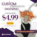 Custom Embroidery Digitizing Service, Logo Digitizing, Image to Custom Embroidery Send in Your Item, Digitize Machine Embroidery Designs