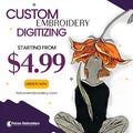 Custom Embroidery Digitizing Service, Logo Digitizing, Image to Custom Embroidery Send in Your Item, Digitize Machine Embroidery Designs