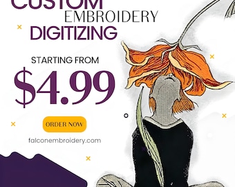 Custom Embroidery Digitizing Service, Logo Digitizing, Image to Custom Embroidery Send in Your Item, Digitize Machine Embroidery Designs