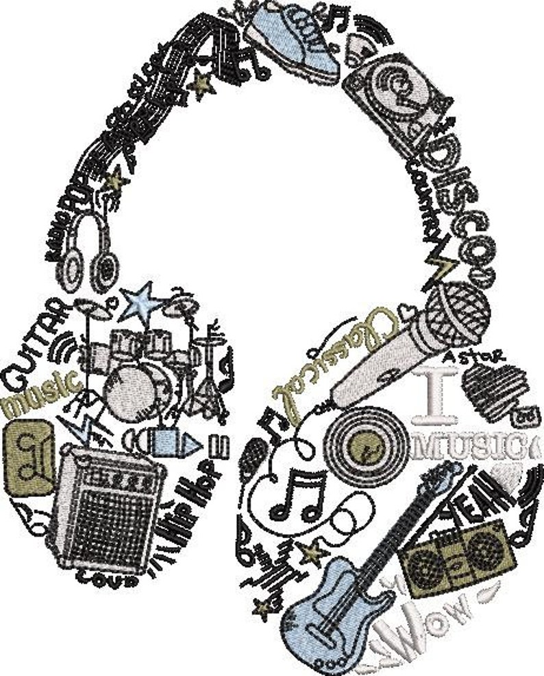 Headphone Embroidery Design