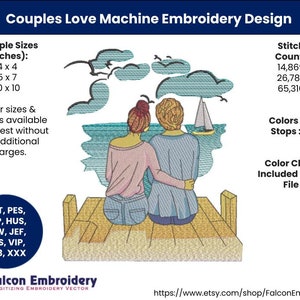 Couples Love Machine Embroidery Design Couple embroidery design Love Birds Embroidery Machine Design Instant Download Digital File PES DST
