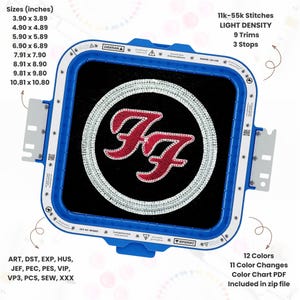 Foo Fighters Embroidery Design Music Lover Pattern Rock Band Embroidery Band Merch Embroidery Music Fan Stitch File Digital Download PES DST