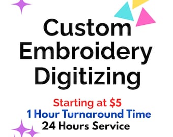 Custom Embroidery Digitizing Service, Logo Digitizing, Image to Custom Embroidery Send in Your Item, Digitize Machine Embroidery Designs