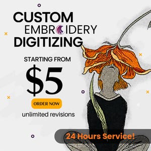 Custom Embroidery Digitizing Services, Logo Digitizing, Custom 3D Puff Embroidery Hat, Send in Your Item, Custom Embroidery Patches