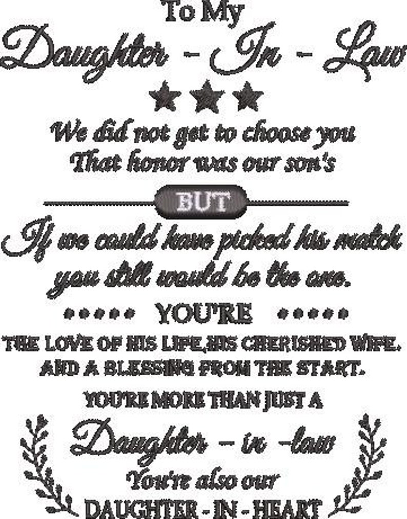 Daughter in Law Machine Embroidery Design to My Daughter in Etsy