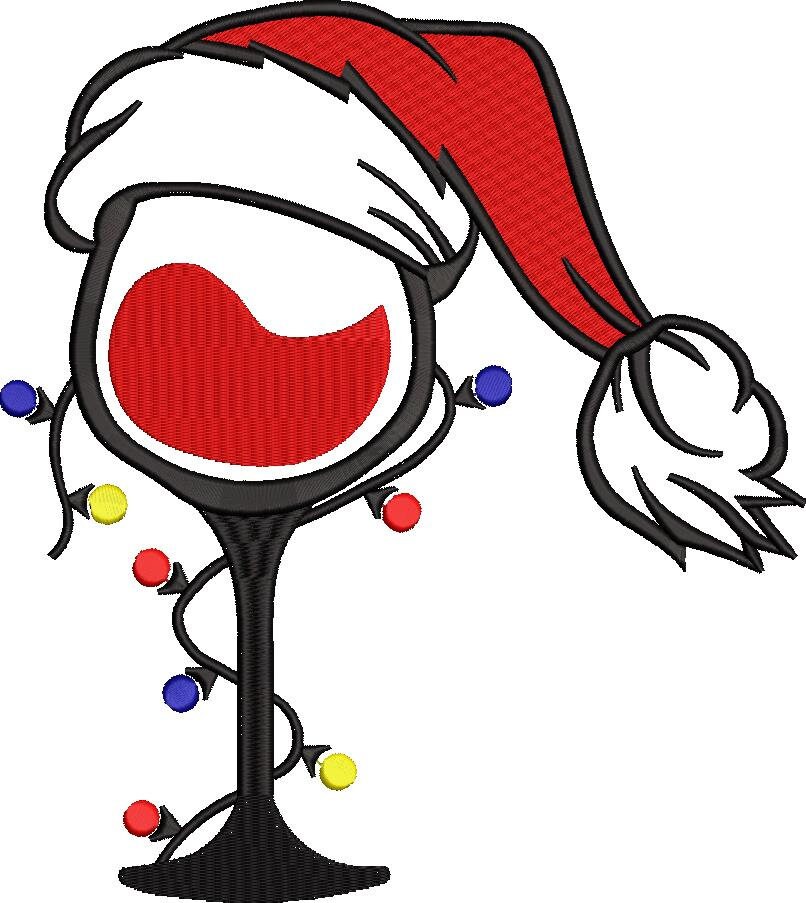 Wine Glass Embroidery Design Christmas Wine Glass Embroidery Etsy