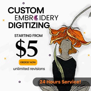 Custom Embroidery Digitizing Services, Logo Digitizing, Custom 3D Puff Embroidery Hat, Send in Your Item, Custom Embroidery Patches