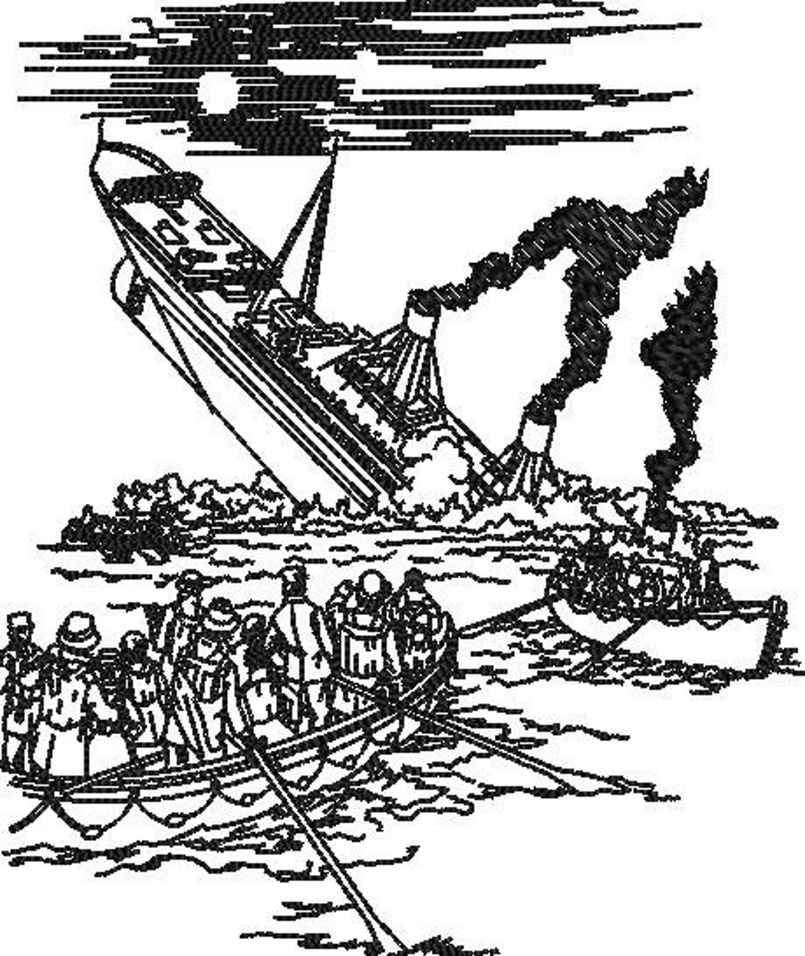 Titanic Redwork Embroidery Pattern Etsy