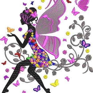 SWORNA Floral Fairy Machine Embroidery Design Floral Fairy Embroidery Design SWORNA Fairy Embroidery Design Digital File PES