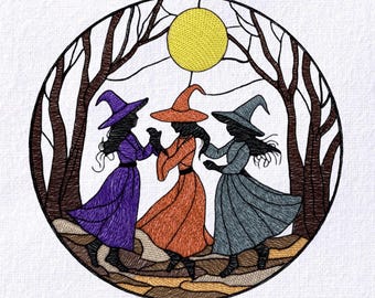 Spooky Witches Embroidery Design Halloween Witch Pattern Machine Embroidery File Witchcraft Magic Spooky Embroidery File