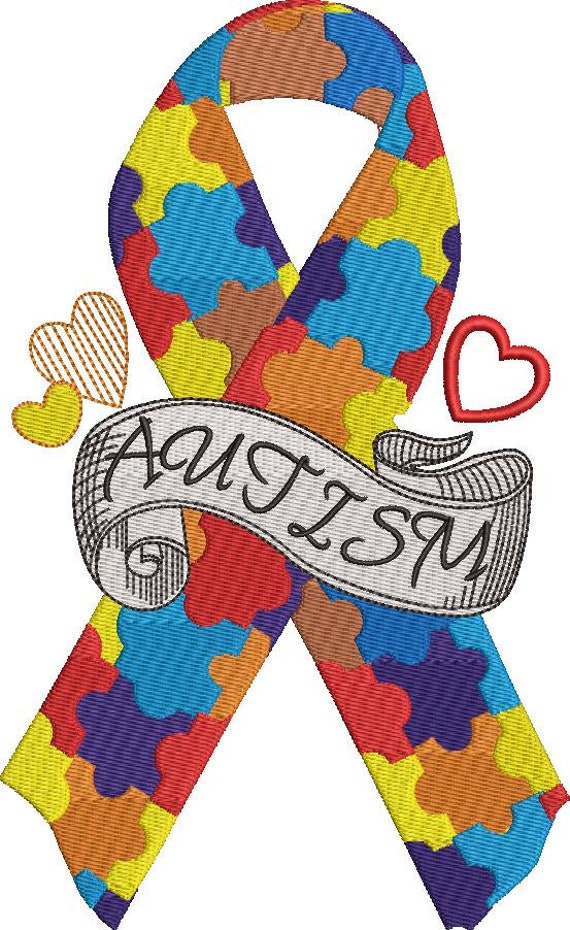 Autism Ribbon Embroidery Pattern | Etsy